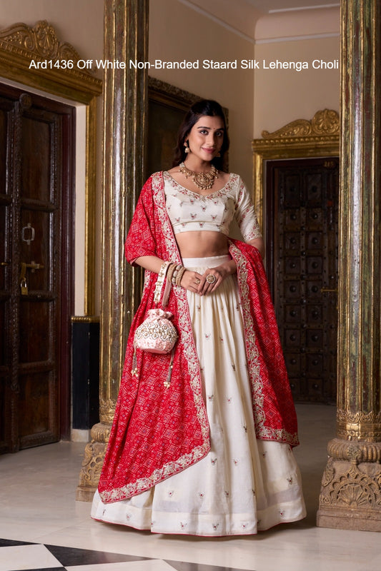 Ard1436 Off White Non-Branded Staard Silk Lehenga Choli