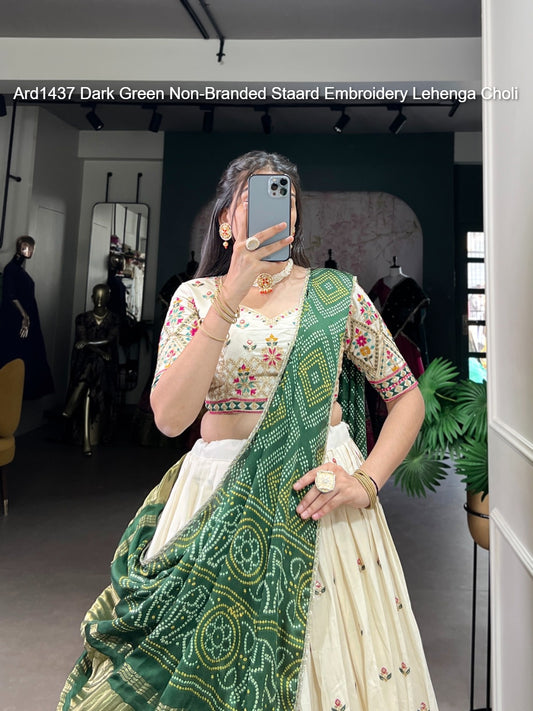 Ard1437 Dark Green Non-Branded Staard Embroidery Lehenga Choli