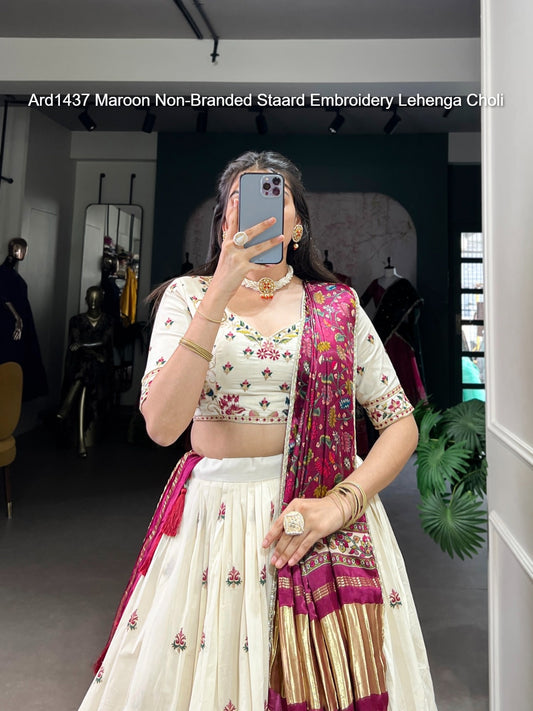 Ard1437 Maroon Non-Branded Staard Embroidery Lehenga Choli