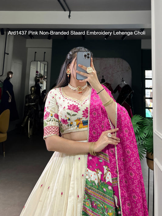 Ard1437 Pink Non-Branded Staard Embroidery Lehenga Choli