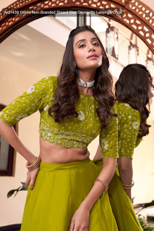 Ard1439 Green Non-Branded Staard Star Georgette Lehenga Choli