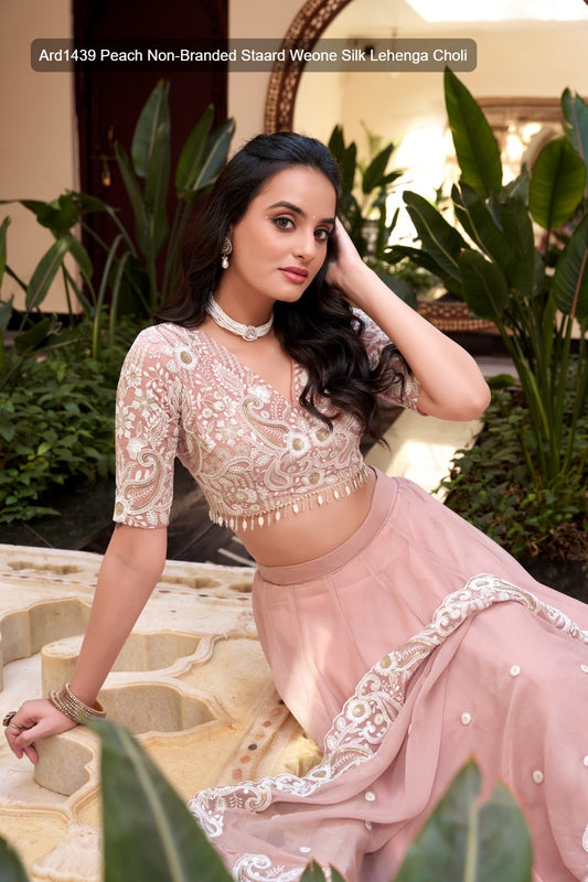 Ard1439 Peach Non-Branded Staard Weone Silk Lehenga Choli