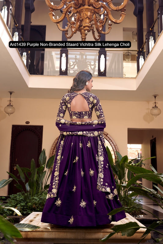 Ard1439 Purple Non-Branded Staard Vichitra Silk Lehenga Choli
