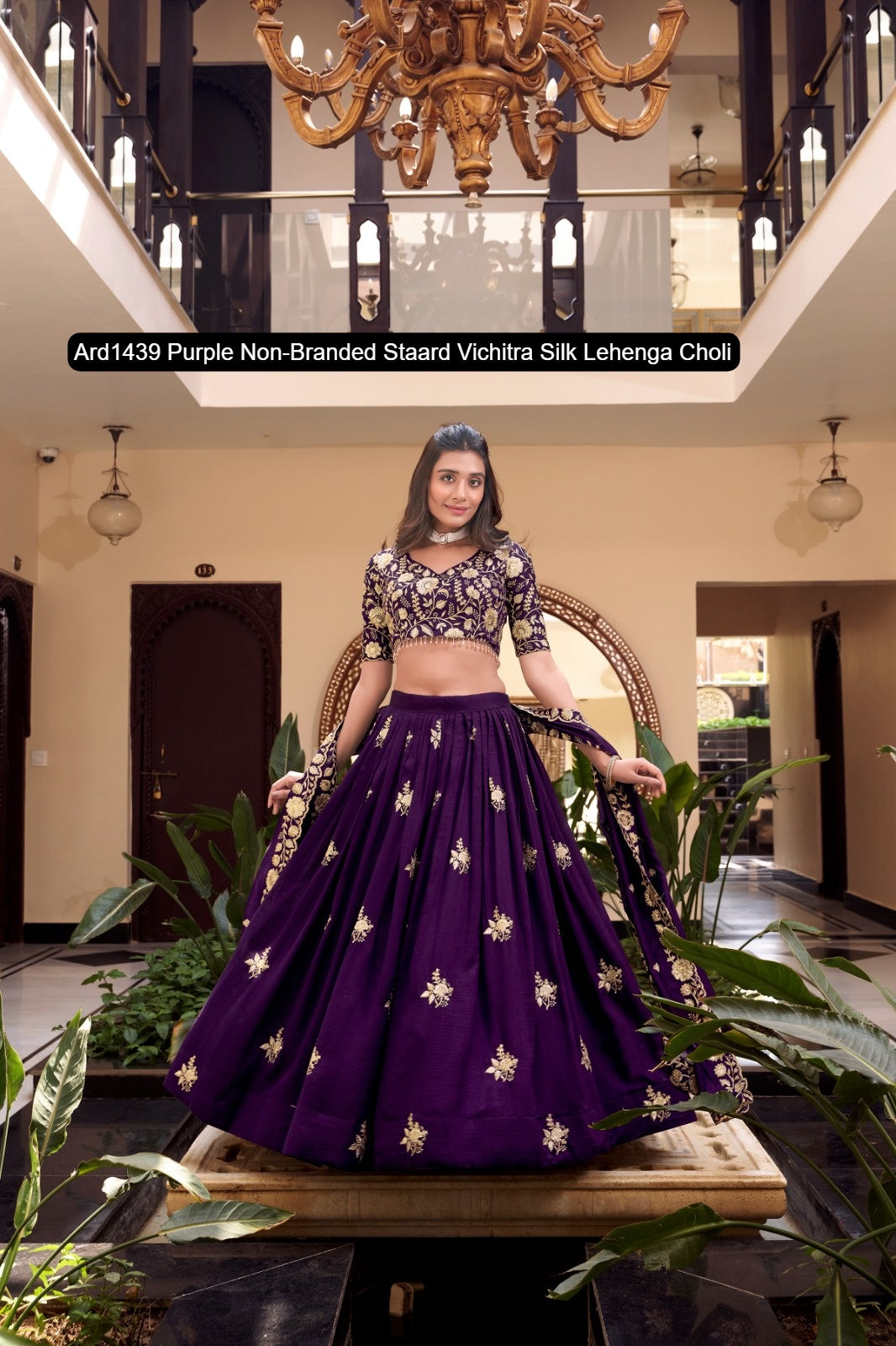 Ard1439 Purple Non-Branded Staard Vichitra Silk Lehenga Choli