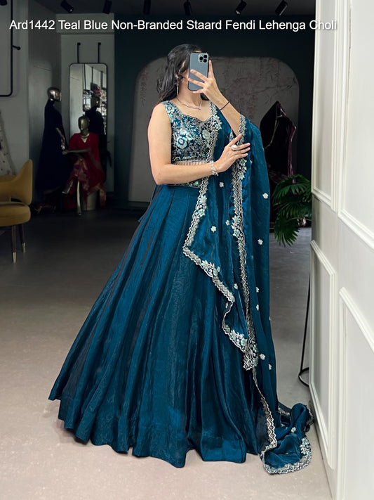Ard1442 Teal Blue Non-Branded Staard Fendi Lehenga Choli
