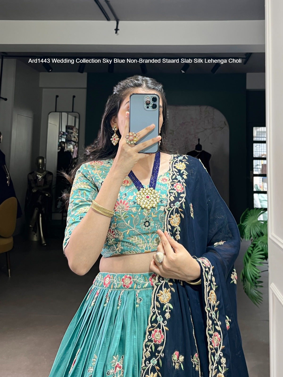 Ard1443 Wedding Collection Sky Blue Non-Branded Staard Slab Silk Lehenga Choli
