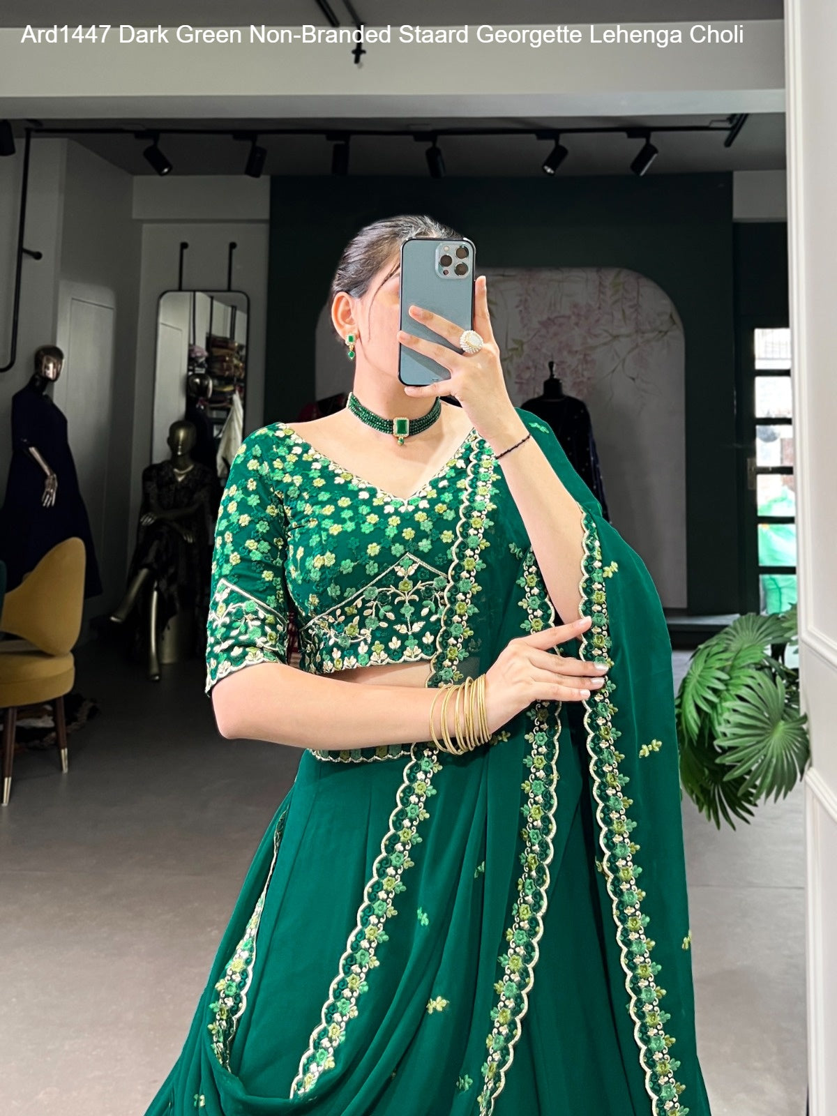 Ard1447 Dark Green Non-Branded Staard Georgette Lehenga Choli