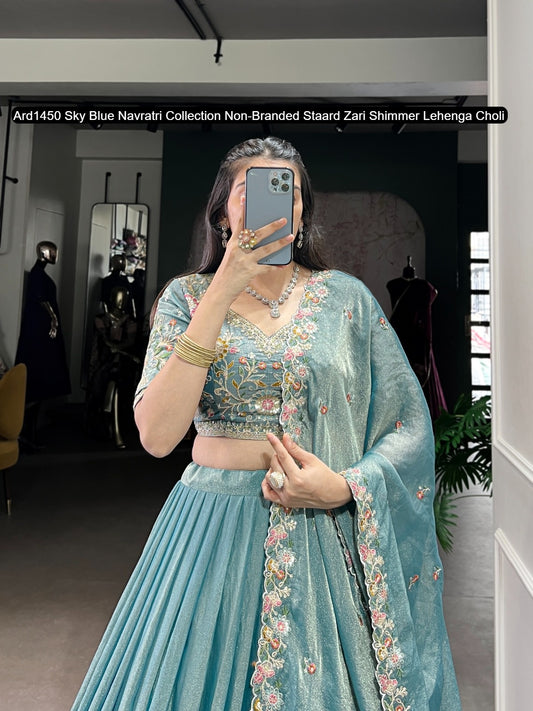 Ard1450 Sky Blue Navratri Collection Non-Branded Staard Zari Shimmer Lehenga Choli