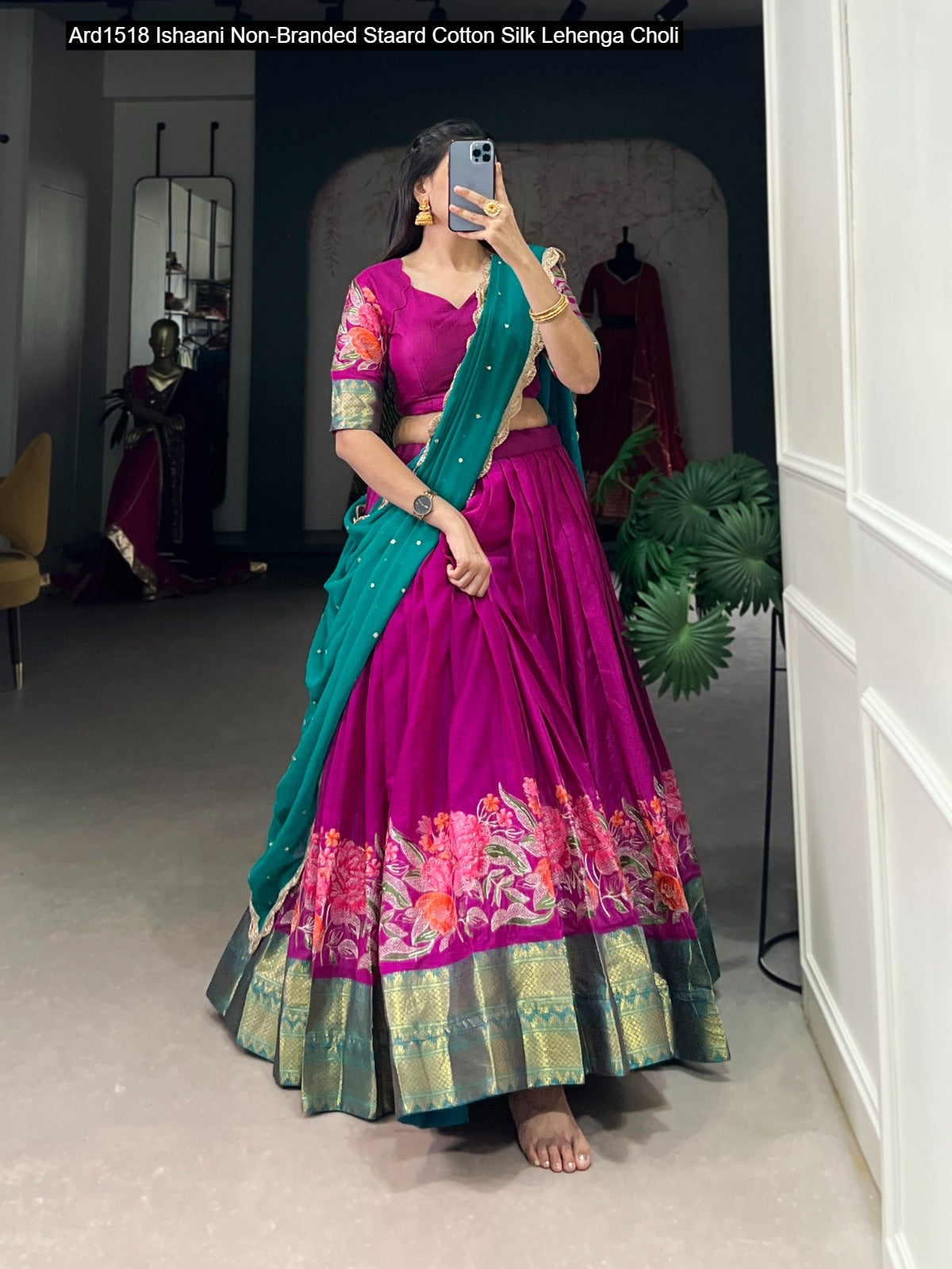 Ard1518 Ishaani Non-Branded Staard Cotton Silk Lehenga Choli