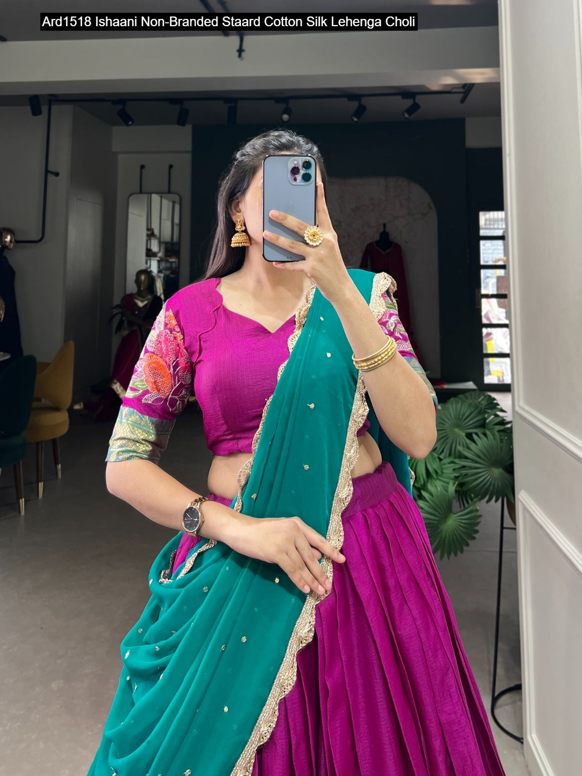 Ard1518 Ishaani Non-Branded Staard Cotton Silk Lehenga Choli