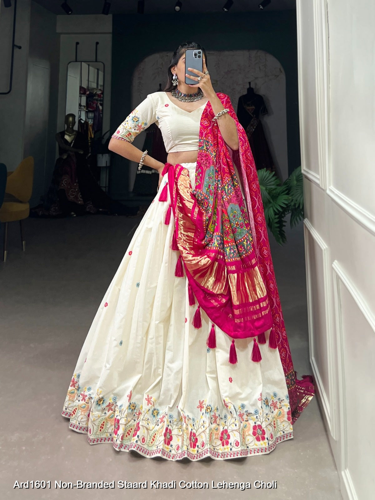 Ard1601 Non-Branded Staard Khadi Cotton Lehenga Choli