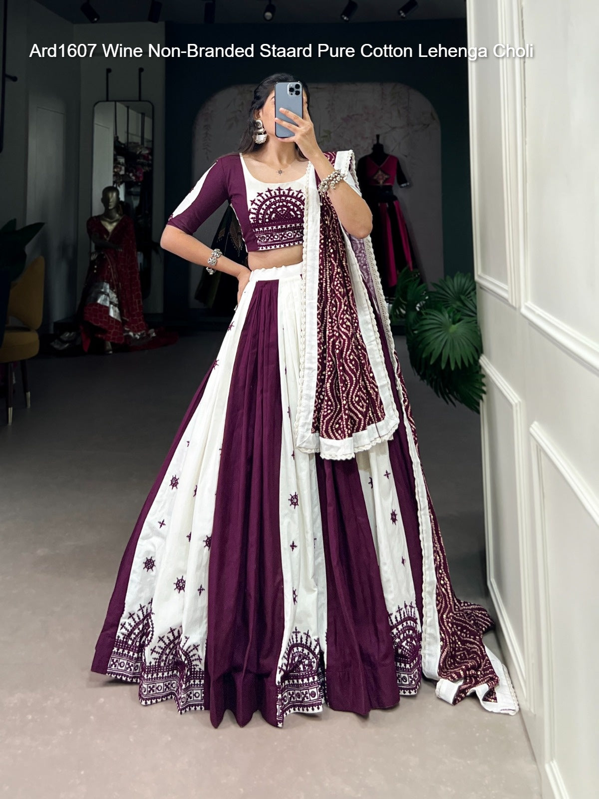 Ard1607 Wine Non-Branded Staard Pure Cotton Lehenga Choli