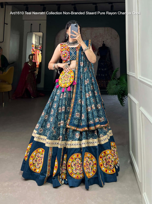 Ard1610 Teal Navratri Collection Non-Branded Staard Pure Rayon Chaniya Choli