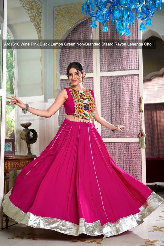 Ard1616 Wine Pink Black Lemon Green Non-Branded Staard Rayon Lehenga Choli