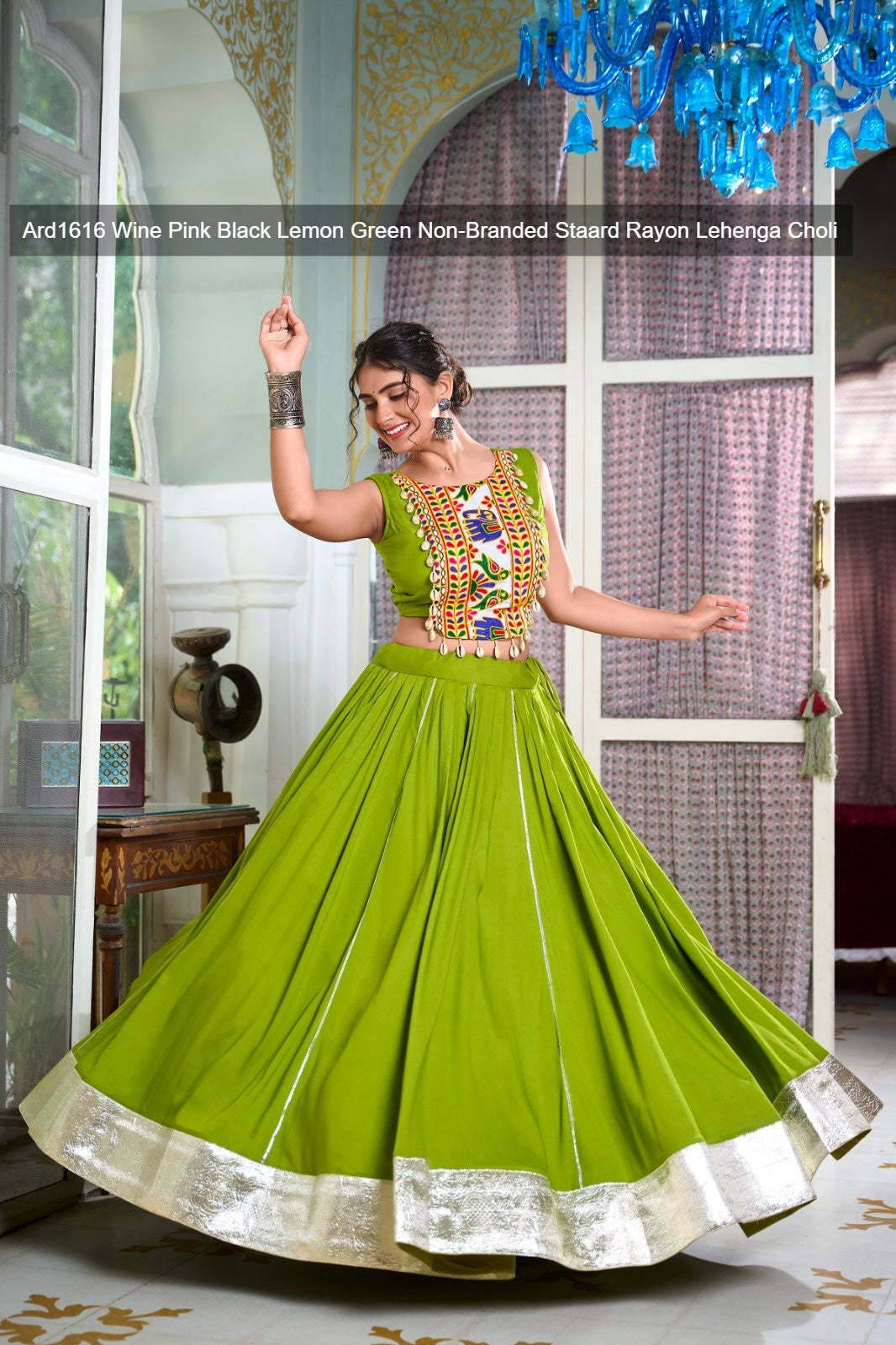 Ard1616 Wine Pink Black Lemon Green Non-Branded Staard Rayon Lehenga Choli