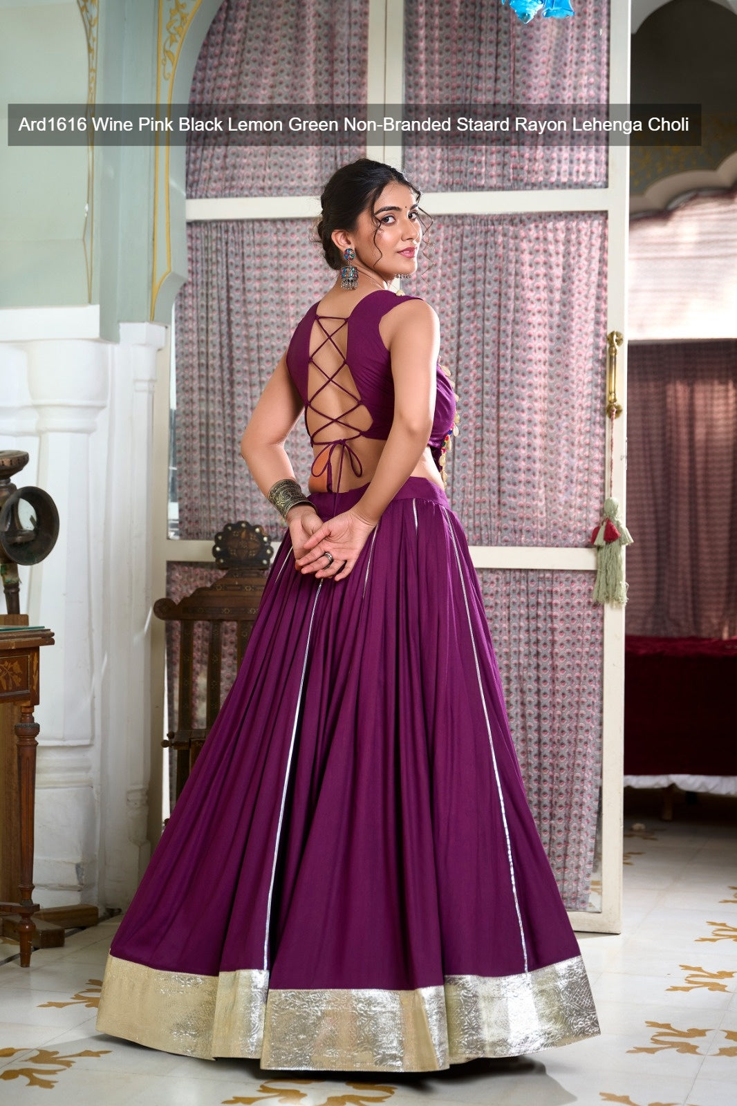 Ard1616 Wine Pink Black Lemon Green Non-Branded Staard Rayon Lehenga Choli