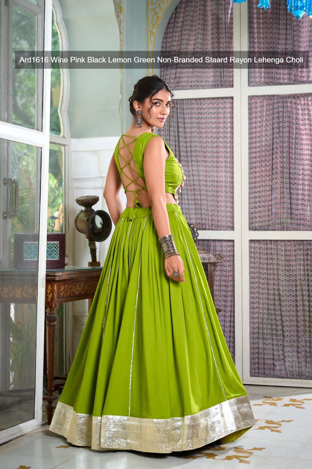 Ard1616 Wine Pink Black Lemon Green Non-Branded Staard Rayon Lehenga Choli