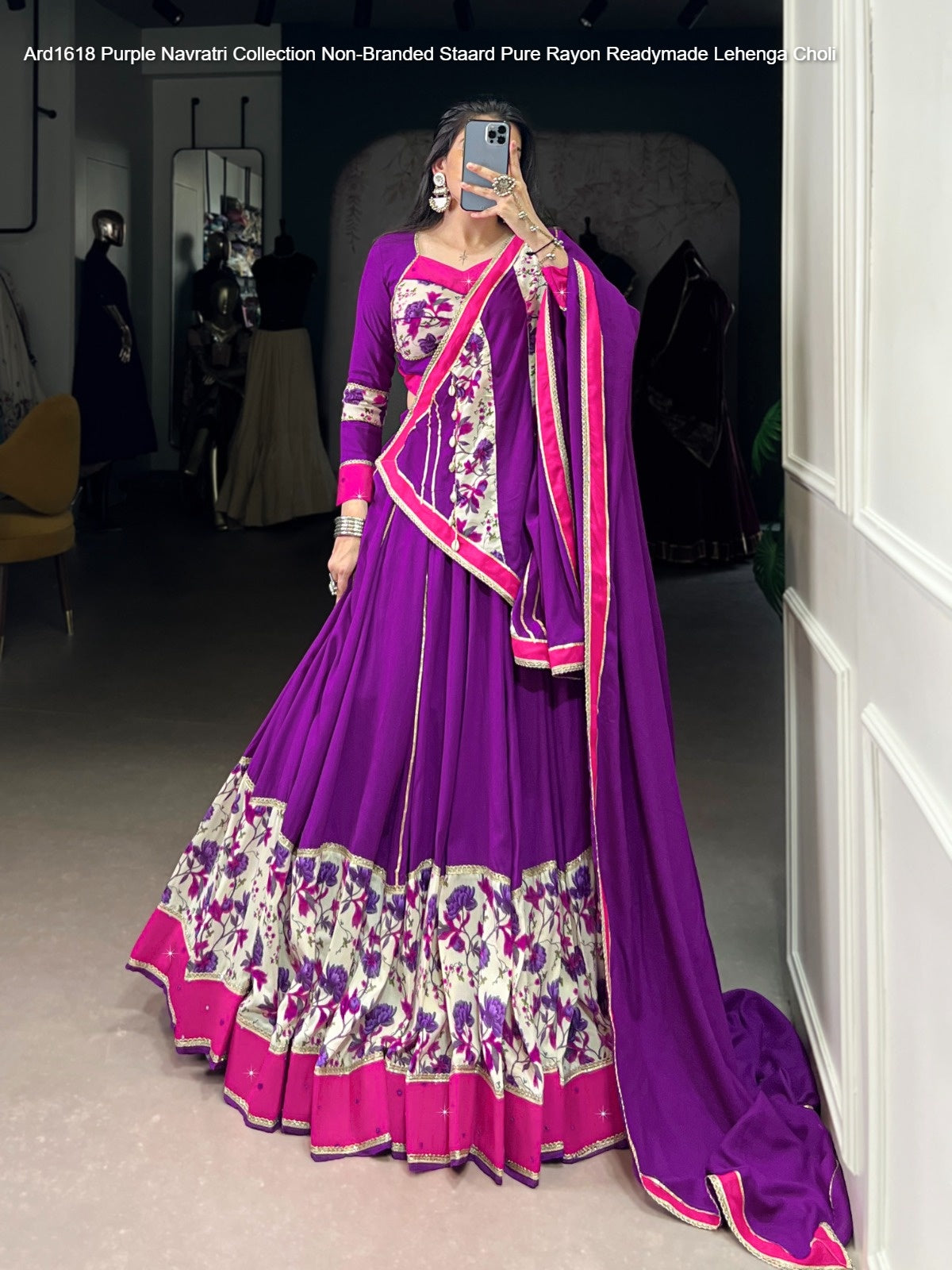 Ard1618 Purple Navratri Collection Non-Branded Staard Pure Rayon Readymade Lehenga Choli