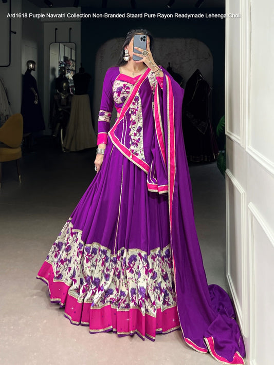 Ard1618 Purple Navratri Collection Non-Branded Staard Pure Rayon Readymade Lehenga Choli