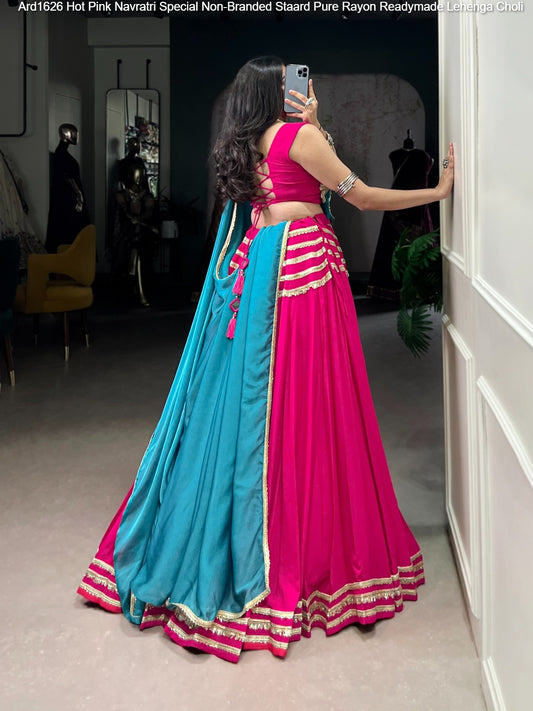 Ard1626 Hot Pink Navratri Special Non-Branded Staard Pure Rayon Readymade Lehenga Choli