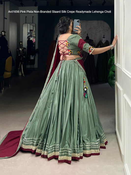 Ard1656 Pink Pista Non-Branded Staard Silk Crepe Readymade Lehenga Choli