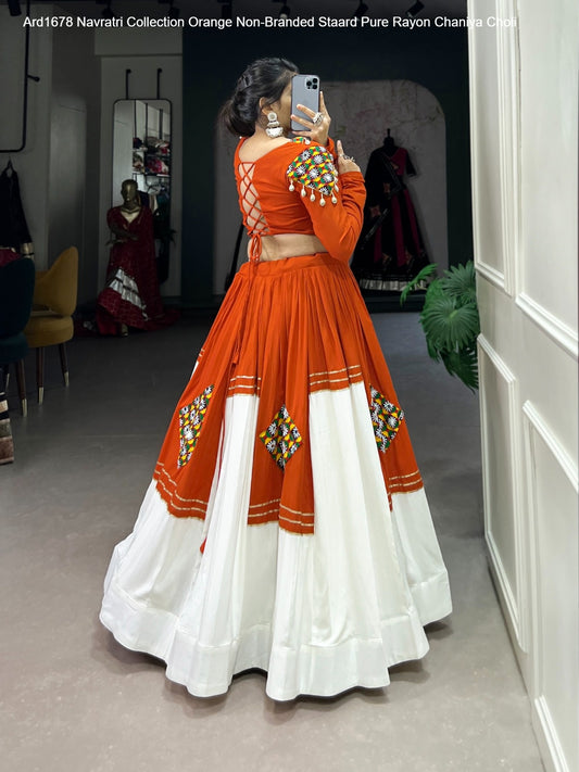 Ard1678 Navratri Collection Orange Non-Branded Staard Pure Rayon Chaniya Choli