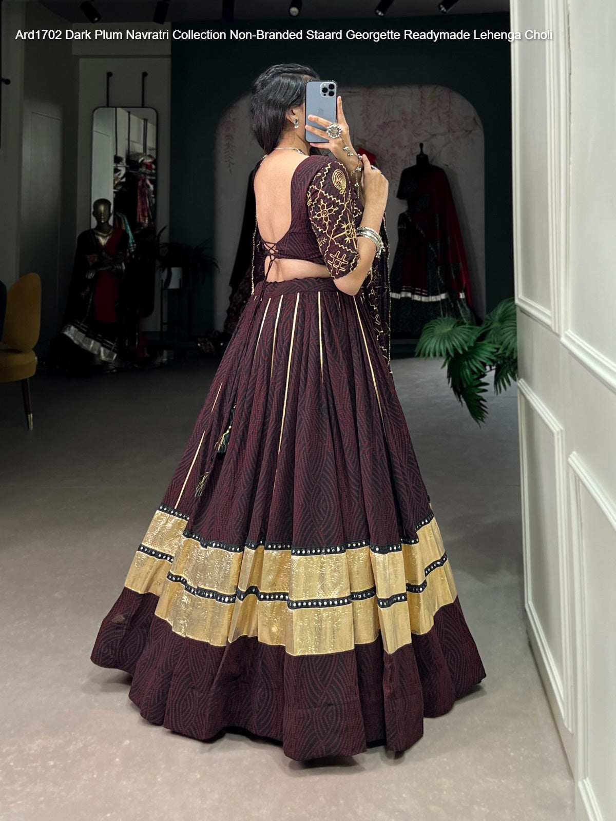 Ard1702 Dark Plum Navratri Collection Non-Branded Staard Georgette Readymade Lehenga Choli