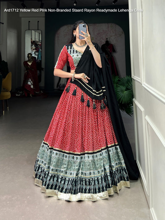 Ard1712 Yellow Red Pink Non-Branded Staard Rayon Readymade Lehenga Choli