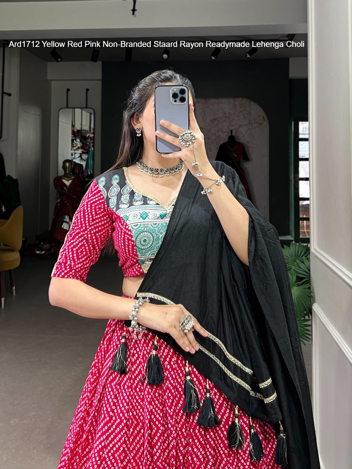 Ard1712 Yellow Red Pink Non-Branded Staard Rayon Readymade Lehenga Choli