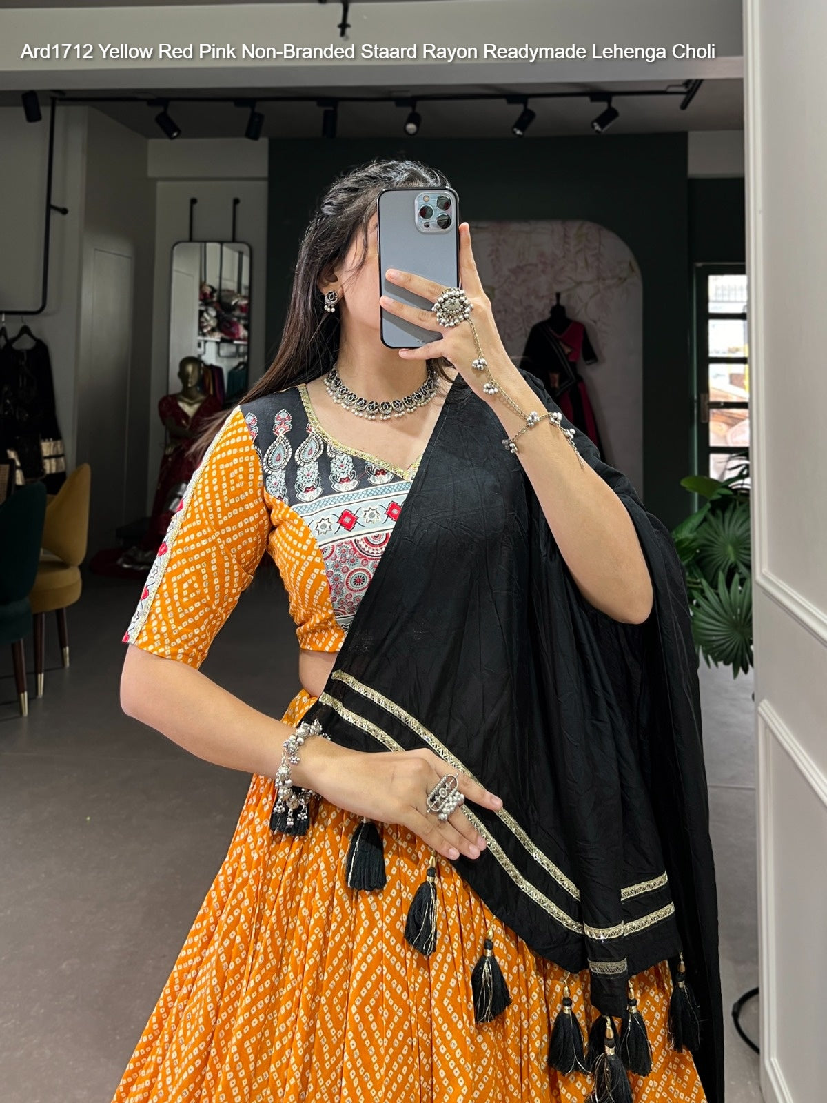 Ard1712 Yellow Red Pink Non-Branded Staard Rayon Readymade Lehenga Choli