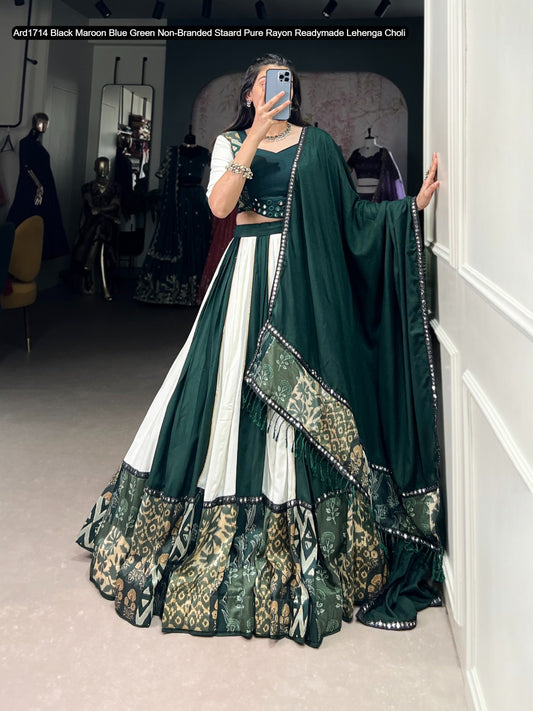 Ard1714 Black Maroon Blue Green Non-Branded Staard Pure Rayon Readymade Lehenga Choli
