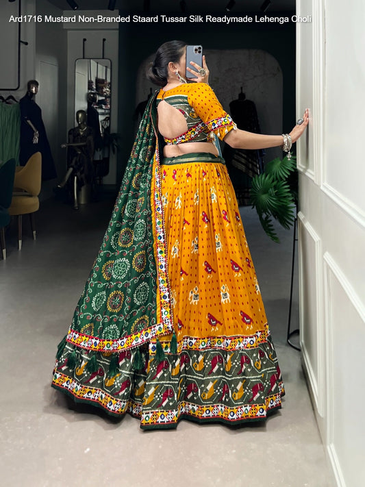 Ard1716 Mustard Non-Branded Staard Tussar Silk Readymade Lehenga Choli