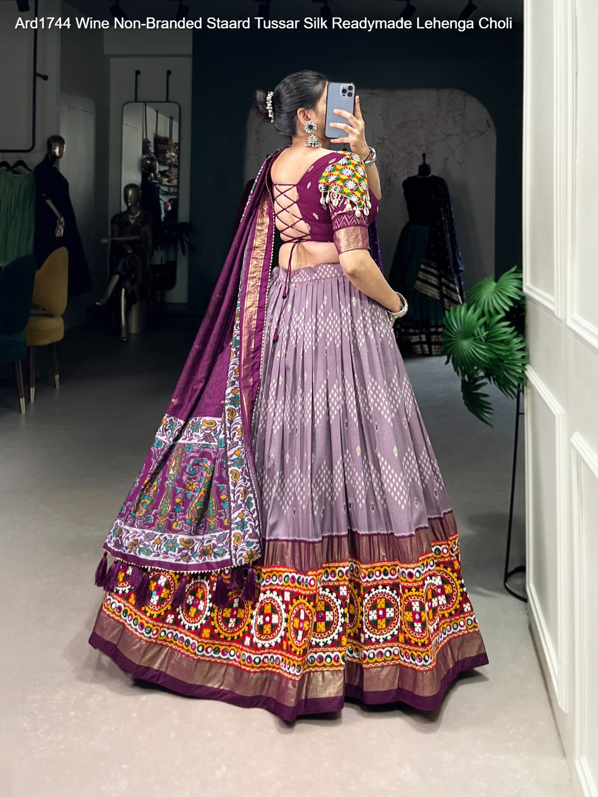 Ard1744 Wine Non-Branded Staard Tussar Silk Readymade Lehenga Choli