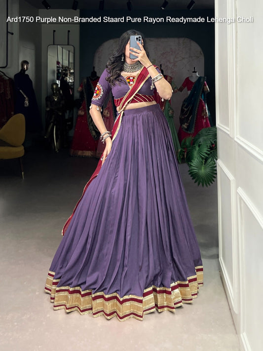 Ard1750 Purple Non-Branded Staard Pure Rayon Readymade Lehenga Choli