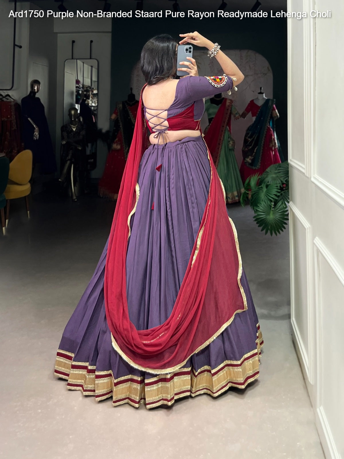 Ard1750 Purple Non-Branded Staard Pure Rayon Readymade Lehenga Choli