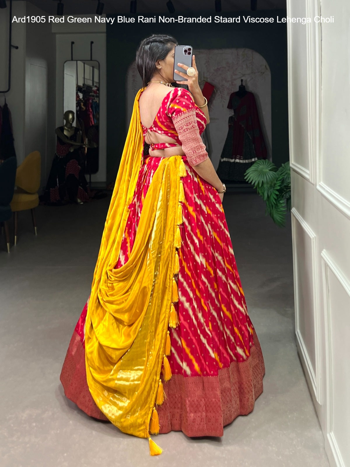 Ard1905 Red Green Navy Blue Rani Non-Branded Staard Viscose Lehenga Choli