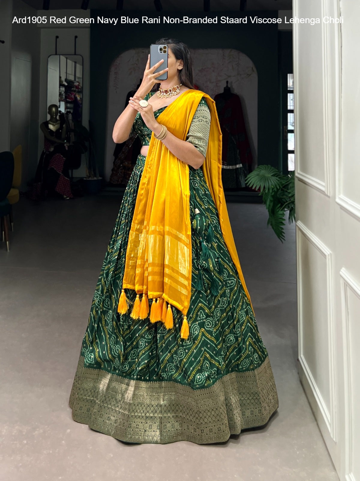 Ard1905 Red Green Navy Blue Rani Non-Branded Staard Viscose Lehenga Choli