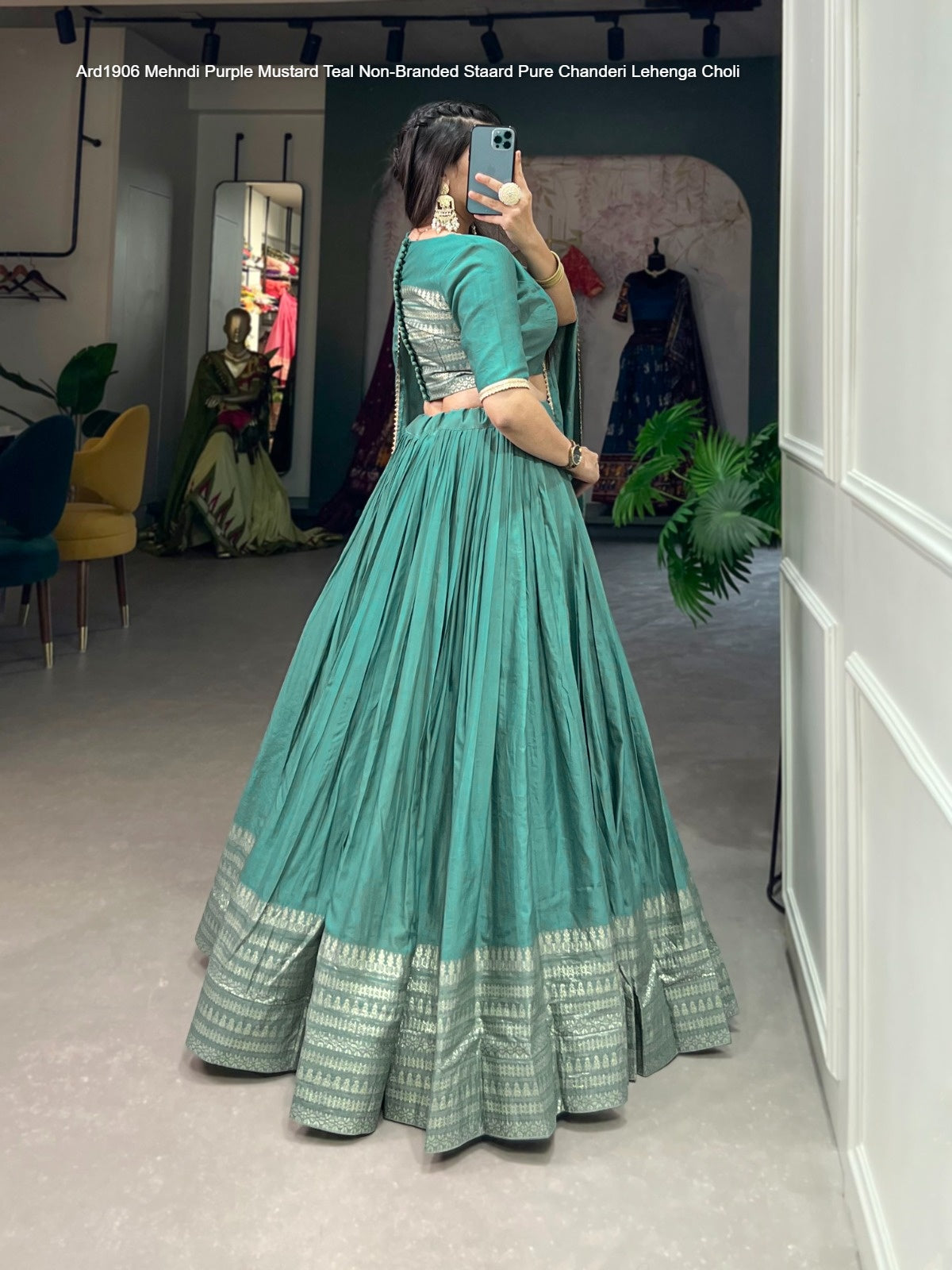 Ard1906 Mehndi Purple Mustard Teal Non-Branded Staard Pure Chanderi Lehenga Choli