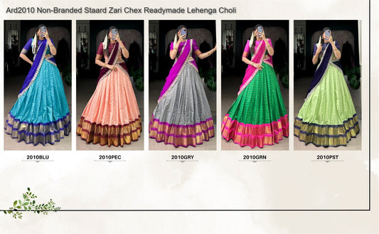 Ard2010 Non-Branded Staard Zari Chex Readymade Lehenga Choli