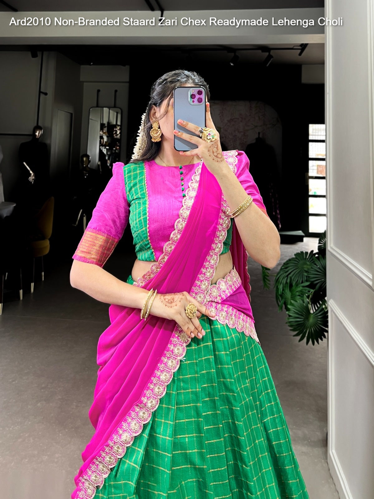 Ard2010 Non-Branded Staard Zari Chex Readymade Lehenga Choli