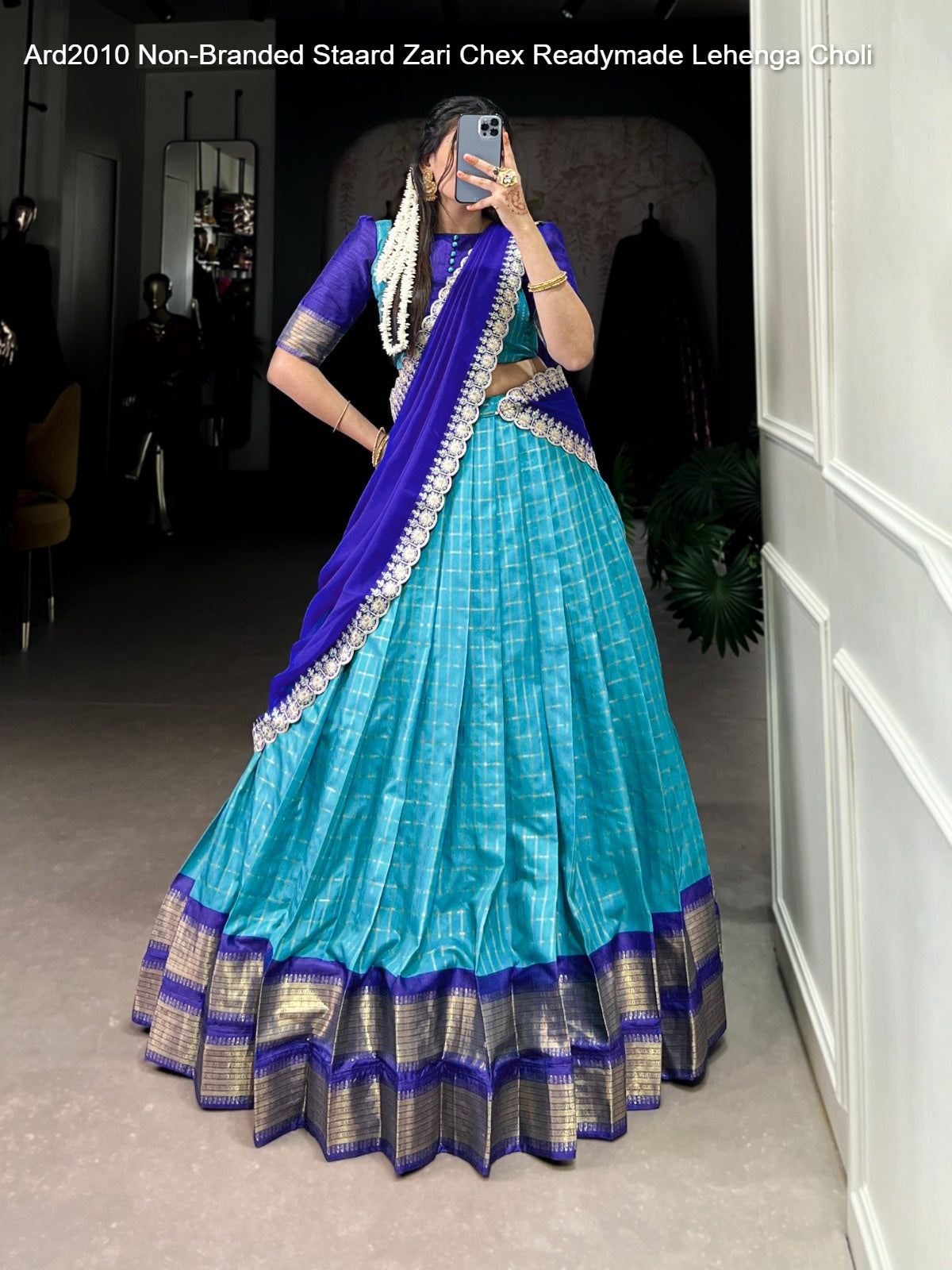 Ard2010 Non-Branded Staard Zari Chex Readymade Lehenga Choli