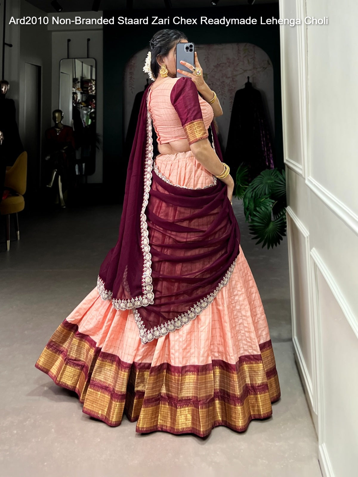 Ard2010 Non-Branded Staard Zari Chex Readymade Lehenga Choli