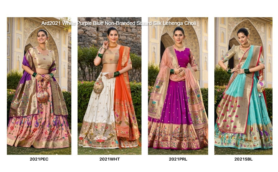 Ard2021 White Purple Blue Non-Branded Staard Silk Lehenga Choli