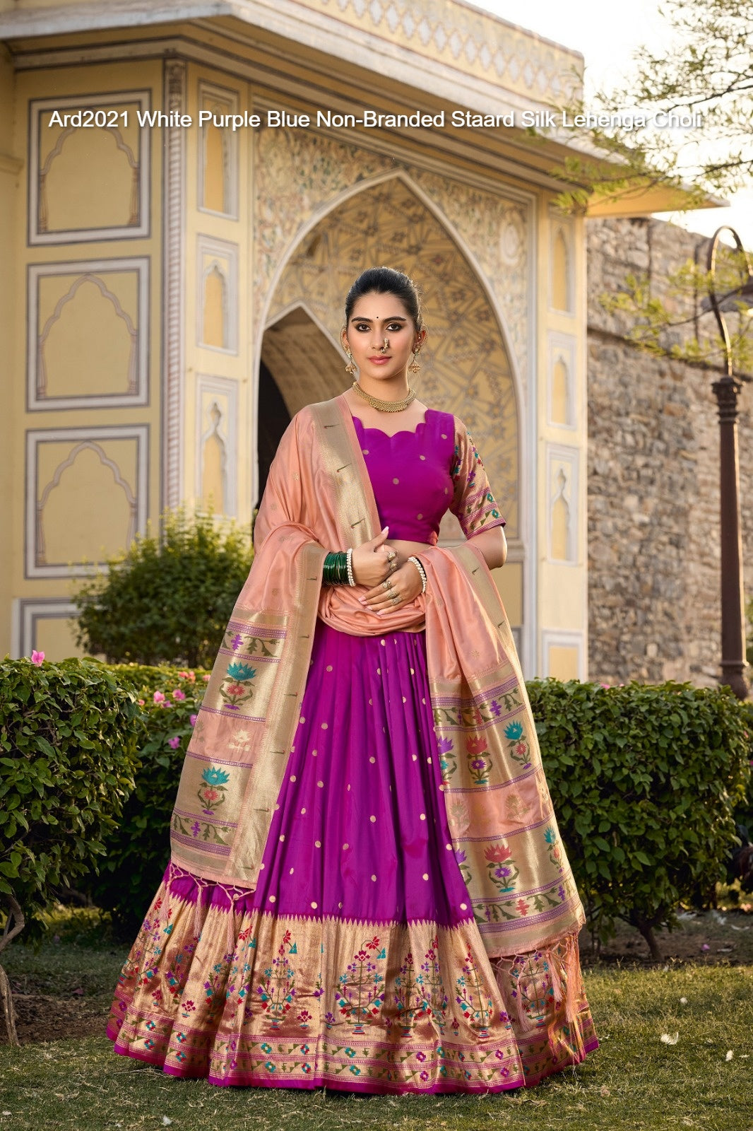Ard2021 White Purple Blue Non-Branded Staard Silk Lehenga Choli