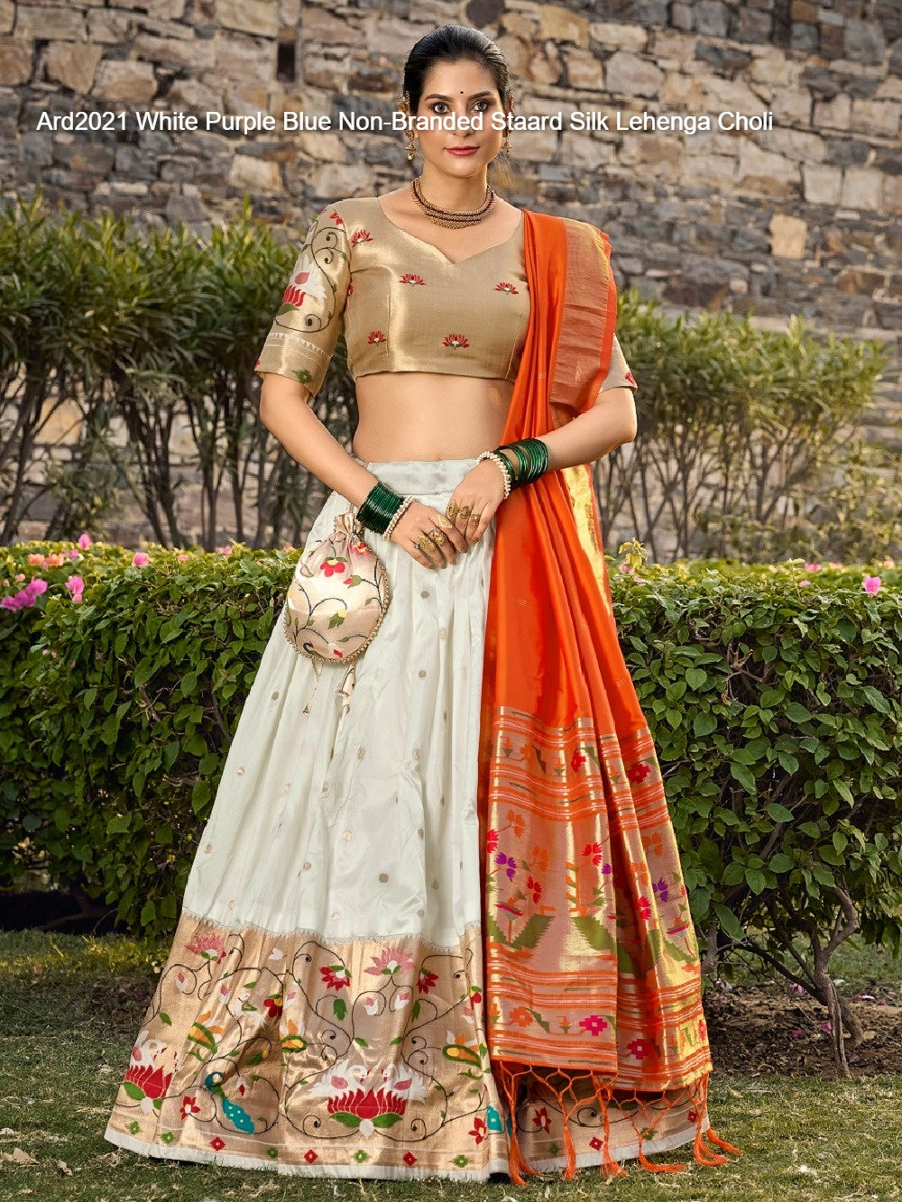 Ard2021 White Purple Blue Non-Branded Staard Silk Lehenga Choli