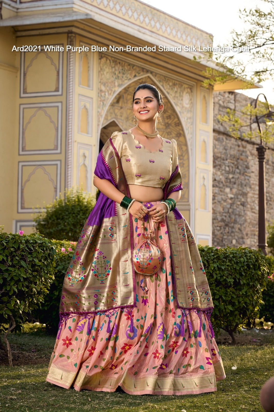 Ard2021 White Purple Blue Non-Branded Staard Silk Lehenga Choli