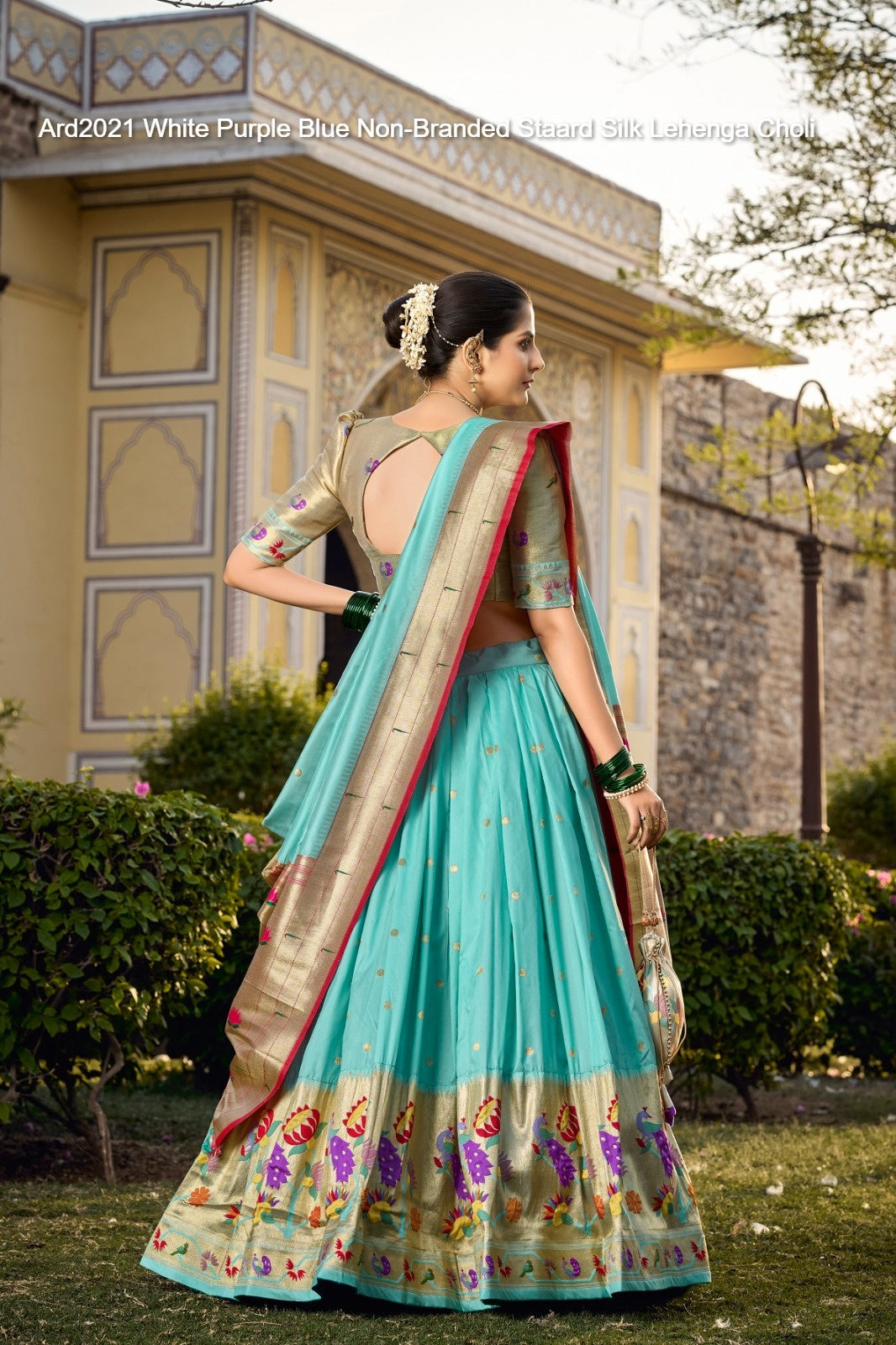 Ard2021 White Purple Blue Non-Branded Staard Silk Lehenga Choli