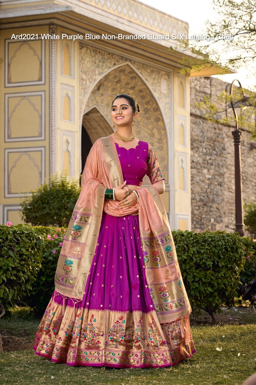 Ard2021 White Purple Blue Non-Branded Staard Silk Lehenga Choli