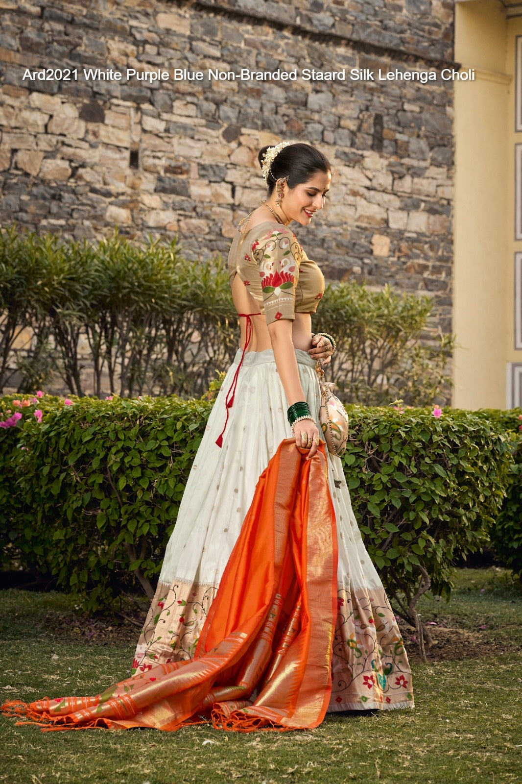Ard2021 White Purple Blue Non-Branded Staard Silk Lehenga Choli