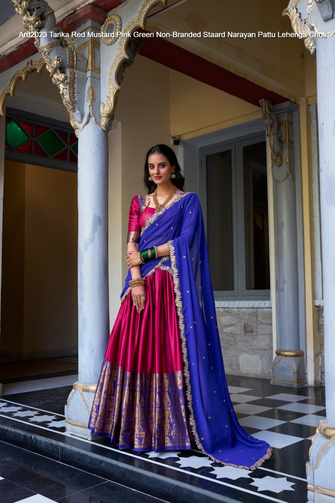 Ard2023 Tarika Red Mustard Pink Green Non-Branded Staard Narayan Pattu Lehenga Choli